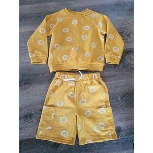 Brooklyn‎ Boys 4T Mustard Yellow Lion Print Sweatshirt and Cargo Shorts Set #7